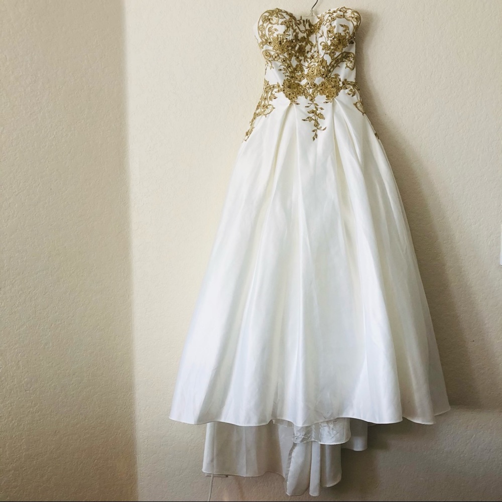 Prom/Wedding white and gold Gown